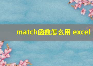 match函数怎么用 excel